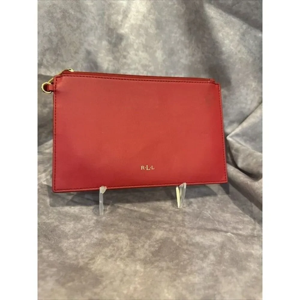 Lauren‎ Ralph Lauren Plain Red Leather Clutch Bag/Wristlet